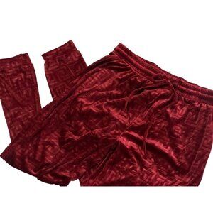 Ellie & Kate Deep Red Printed Casual Joggers Drawstring Waist Sz 1XL